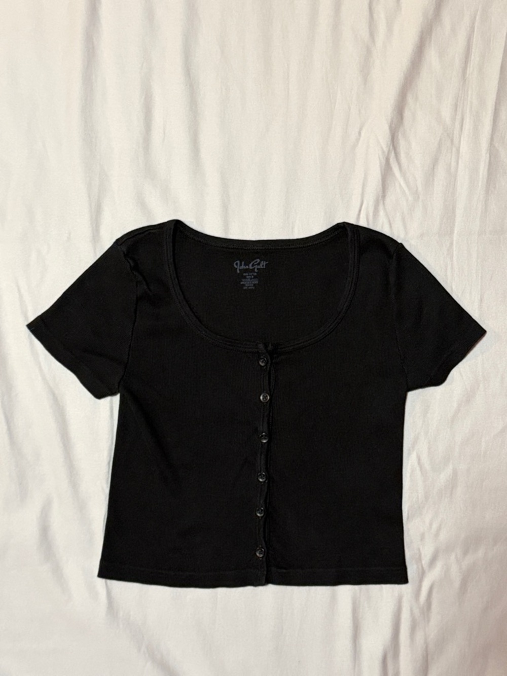 Brandy Melville Black Short-Sleeve‎ Button-Up Tee 100% Cotton best for XS-M